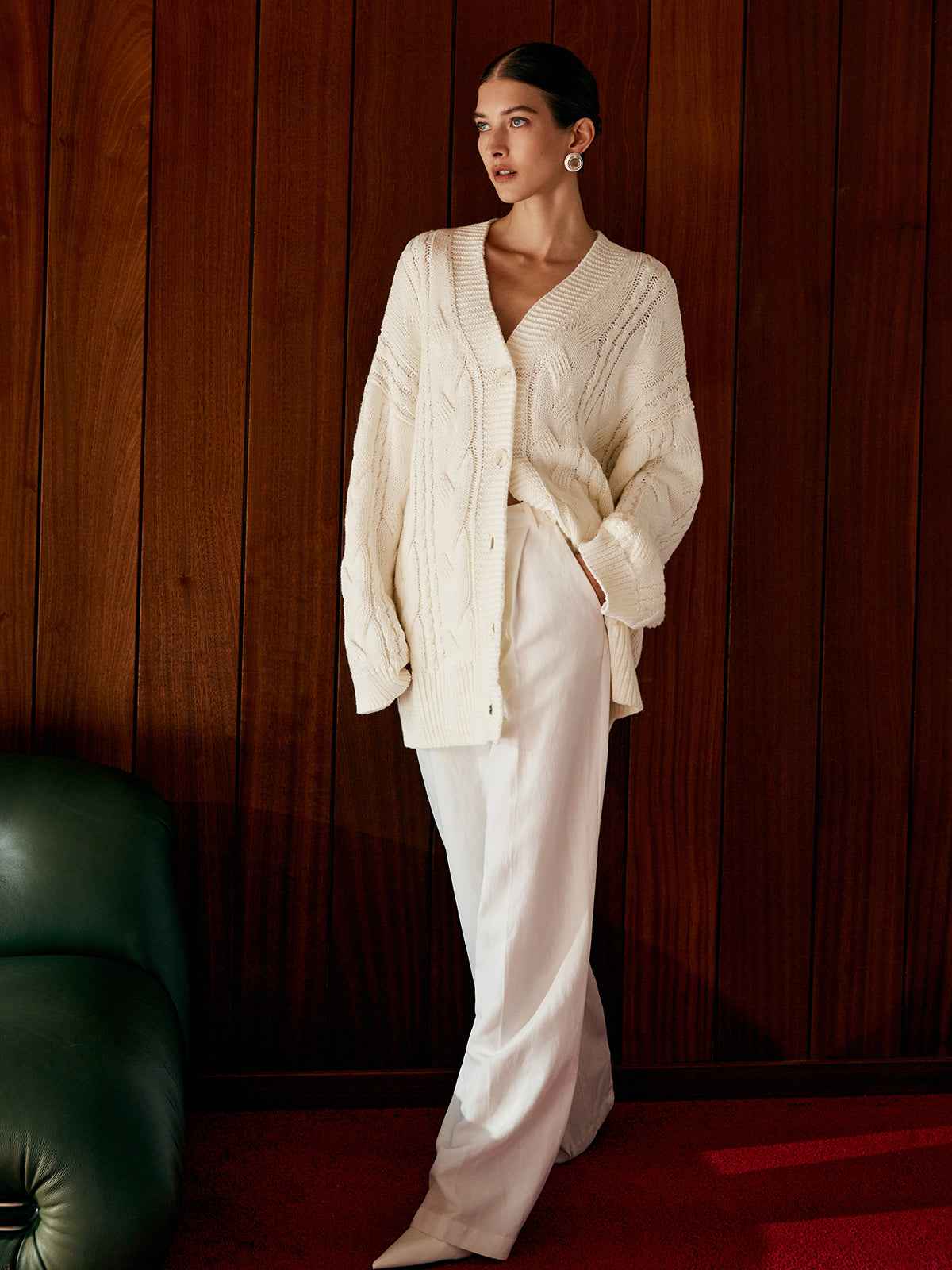 Aliyah | Women's Oversized Cable Knit Relaxed Fit Outerwear