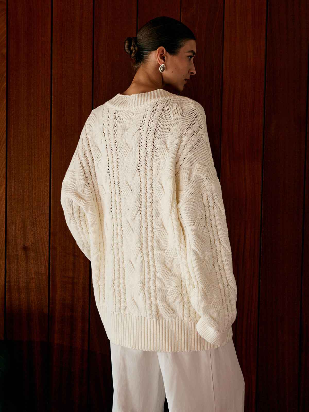 Aliyah | Women's Oversized Cable Knit Relaxed Fit Outerwear