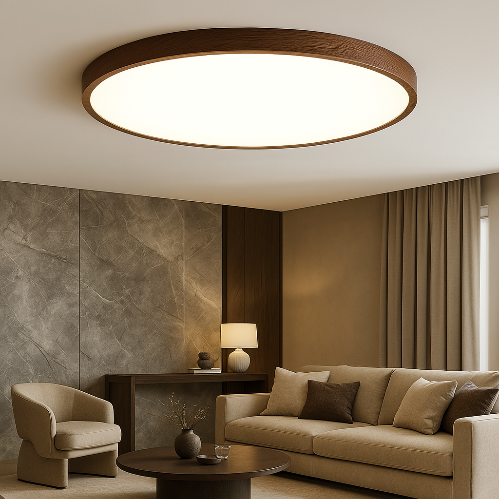 Aurivra | Modern Ceiling Lamp with Dark Wood Grain 0