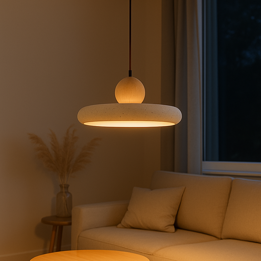 Aurvra | Modern Simplicity Travertine Wood Pendant Lamp 4