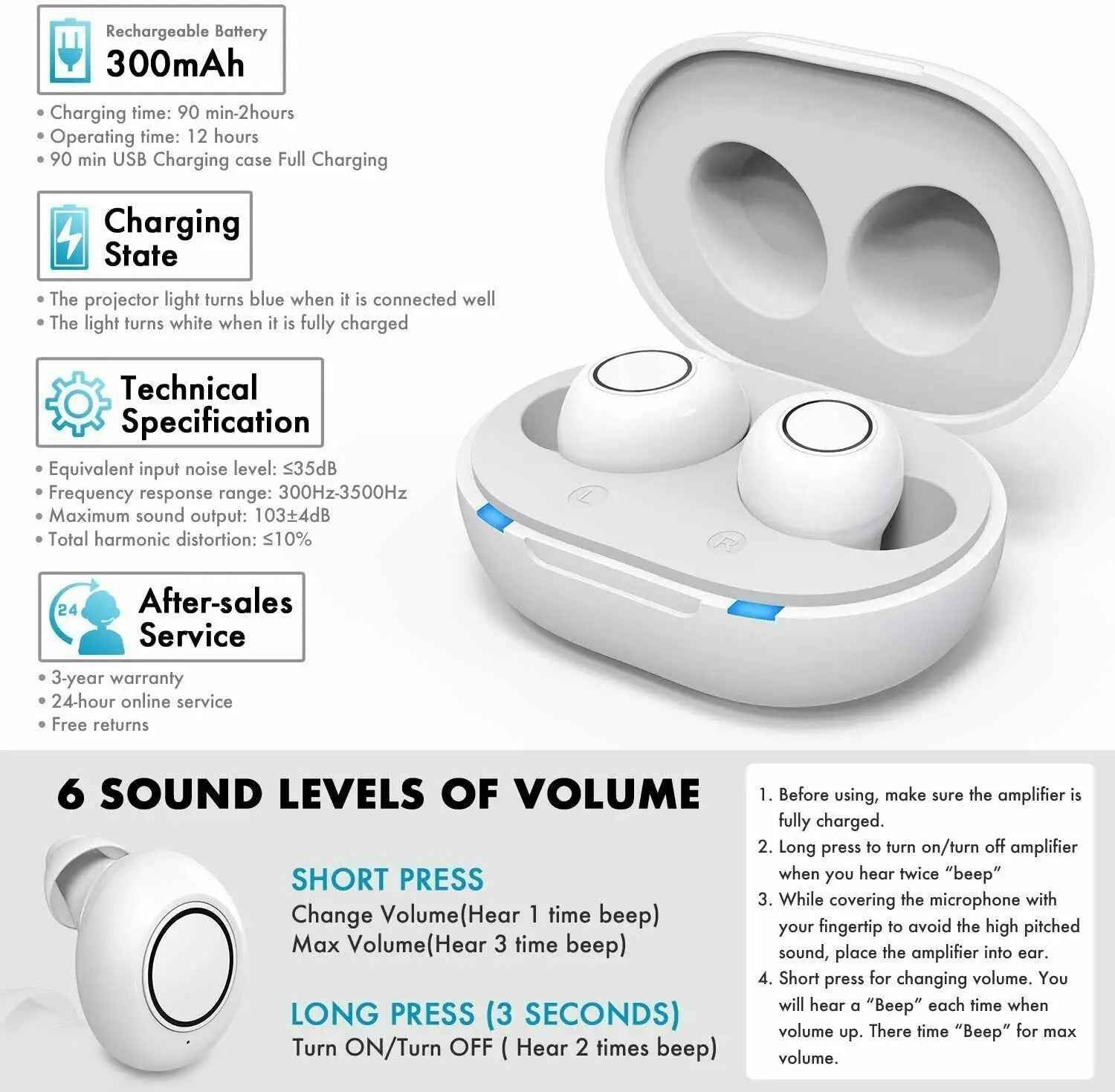 Bluetooth Hearing Aids with App Control – Rechargeable, Compact Design for Enhanced Sound Clarity and Multiple Listening Modes