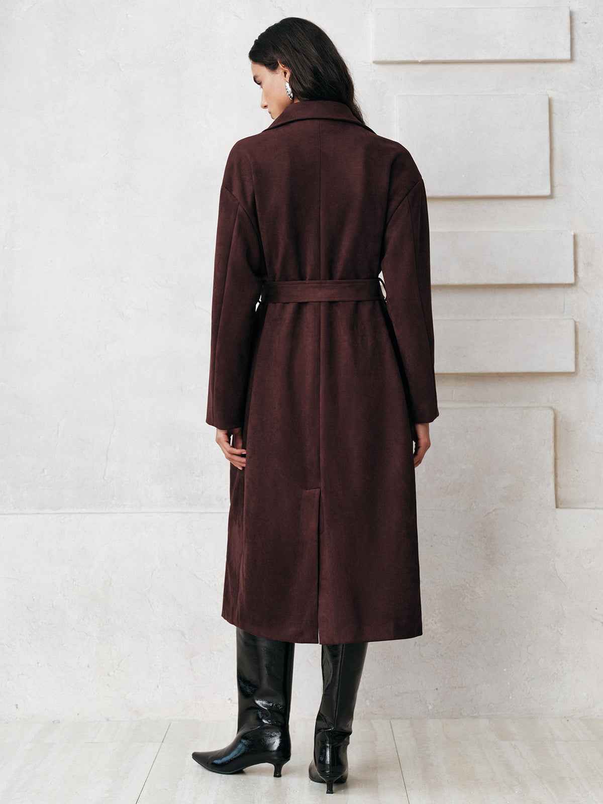 Cameron | Women’s Tailored Suede Belted Long Trench Coat