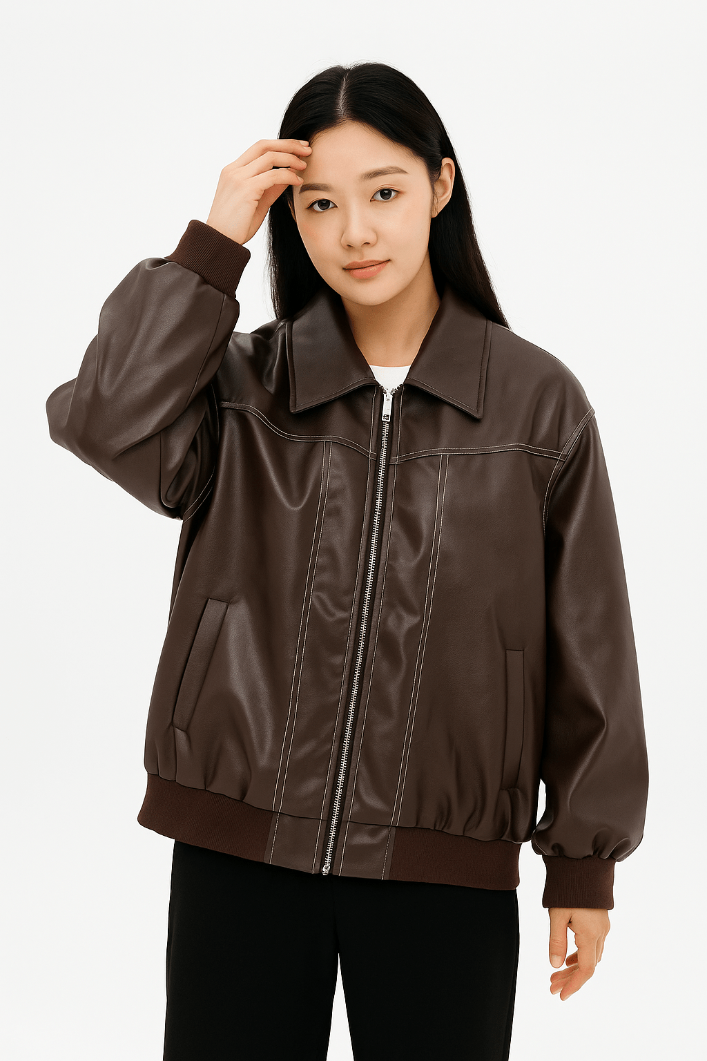 Clarisse | Women's Oversized Leather Winter Jacket 2
