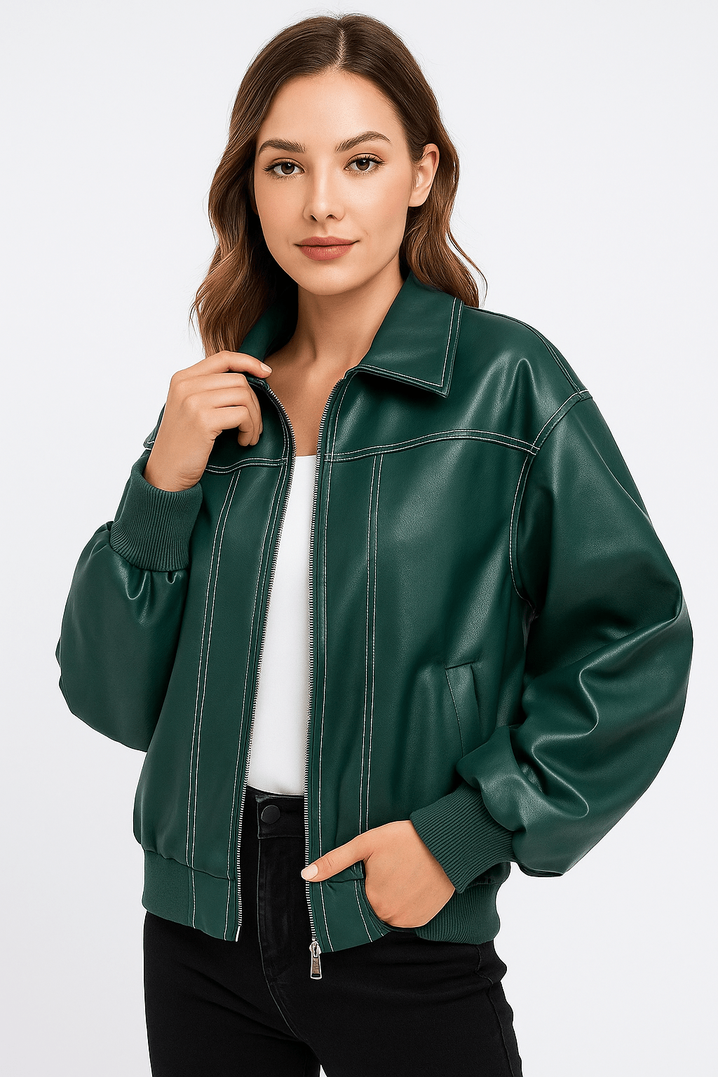 Clarisse | Women's Oversized Leather Winter Jacket 6
