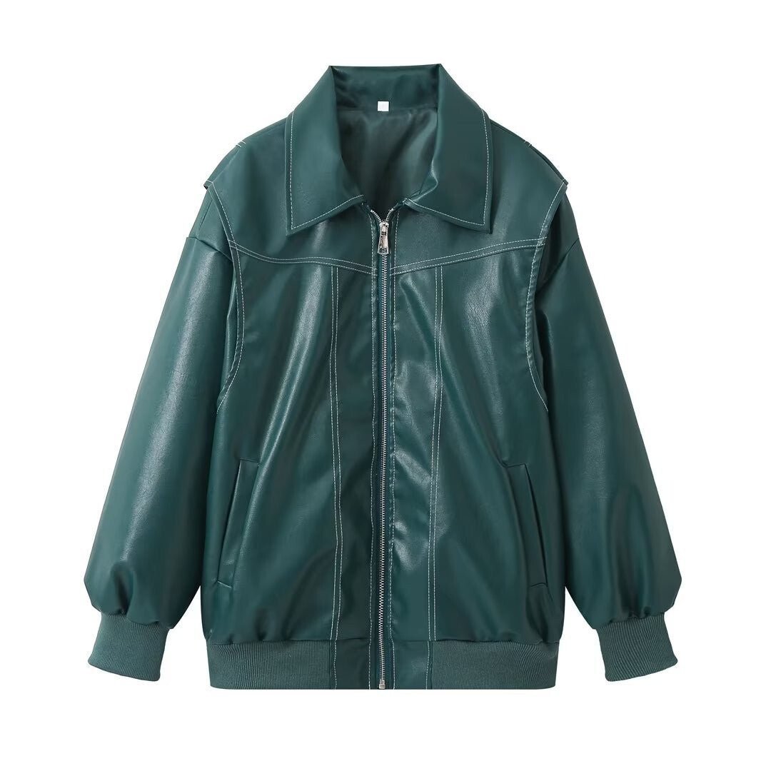 Clarisse | Women's Oversized Leather Winter Jacket 7