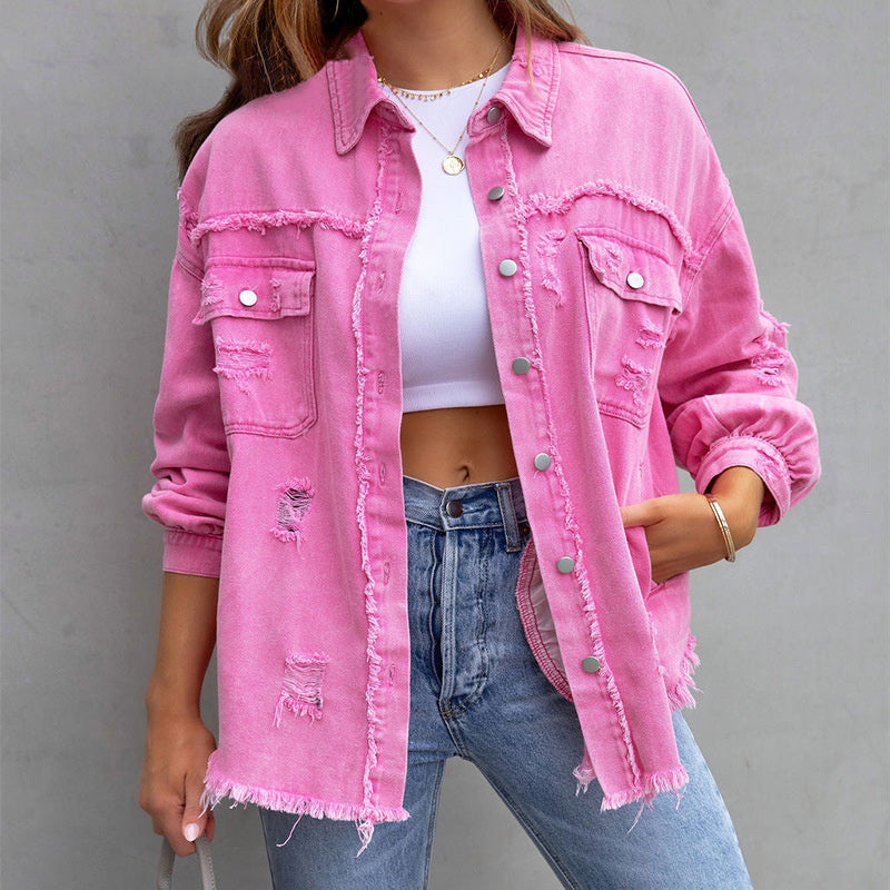 Mia | Stylish Vintage Ripped Denim Jacket Women 1