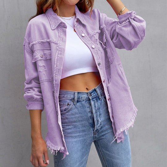 Mia | Stylish Vintage Ripped Denim Jacket Women 3
