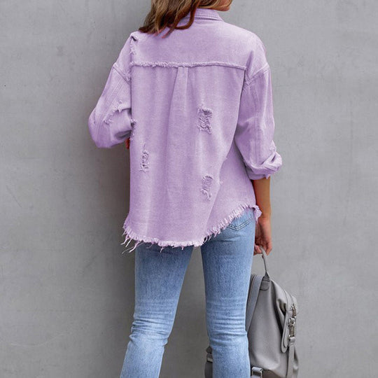 Mia | Stylish Vintage Ripped Denim Jacket Women 4