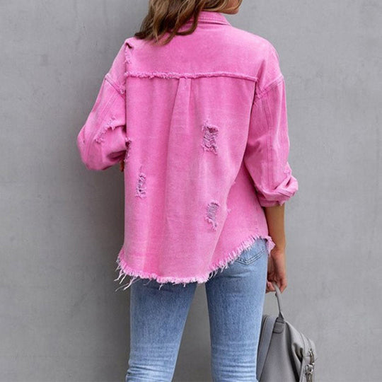 Mia | Stylish Vintage Ripped Denim Jacket Women 6