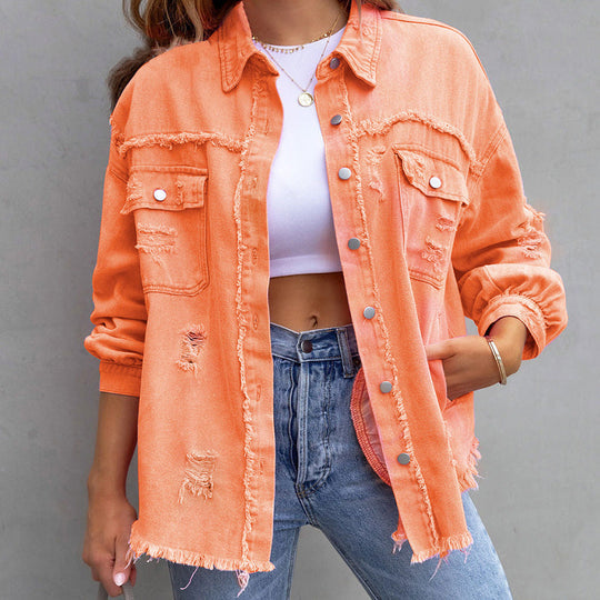 Mia | Stylish Vintage Ripped Denim Jacket Women 7