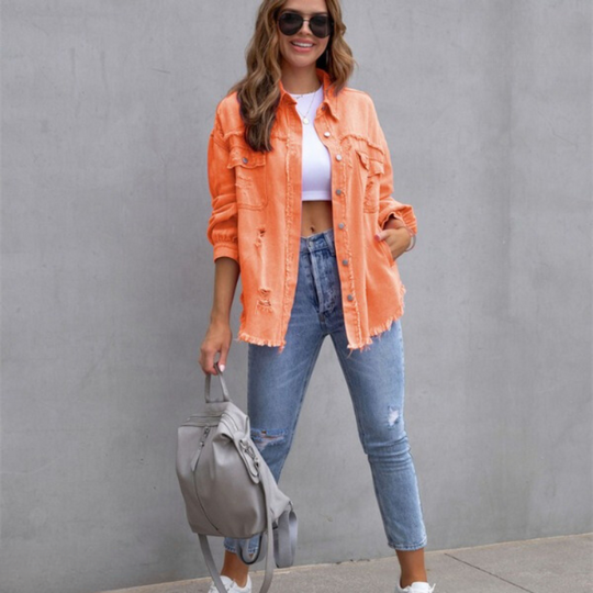 Mia | Stylish Vintage Ripped Denim Jacket Women 8