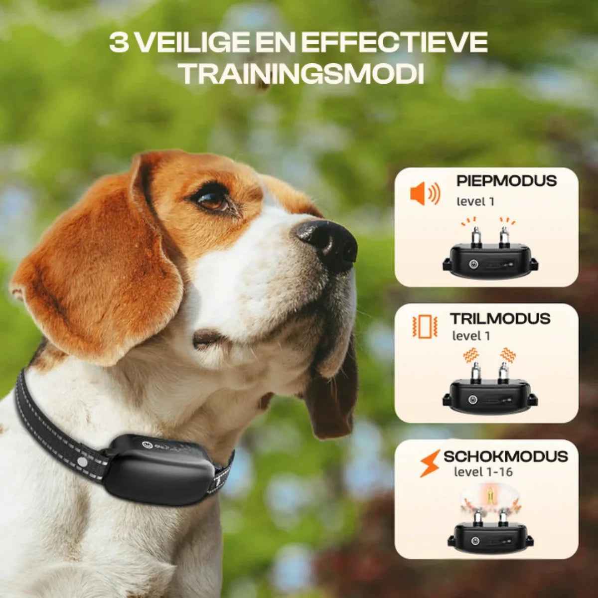 Electric Dog Training Collar with Remote Control, Waterproof, 16 Adjustable Shock Levels, 1000m Range, Beep & Vibration Modes