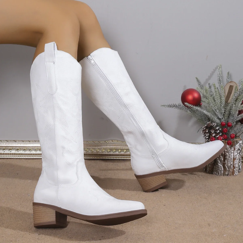 Ava | Stylish Blue Denim Cowboy Boots 4
