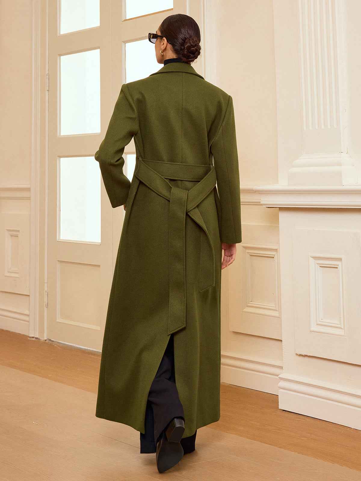 Guinevere | Women's Long Double-Breasted Belted Trench Coat