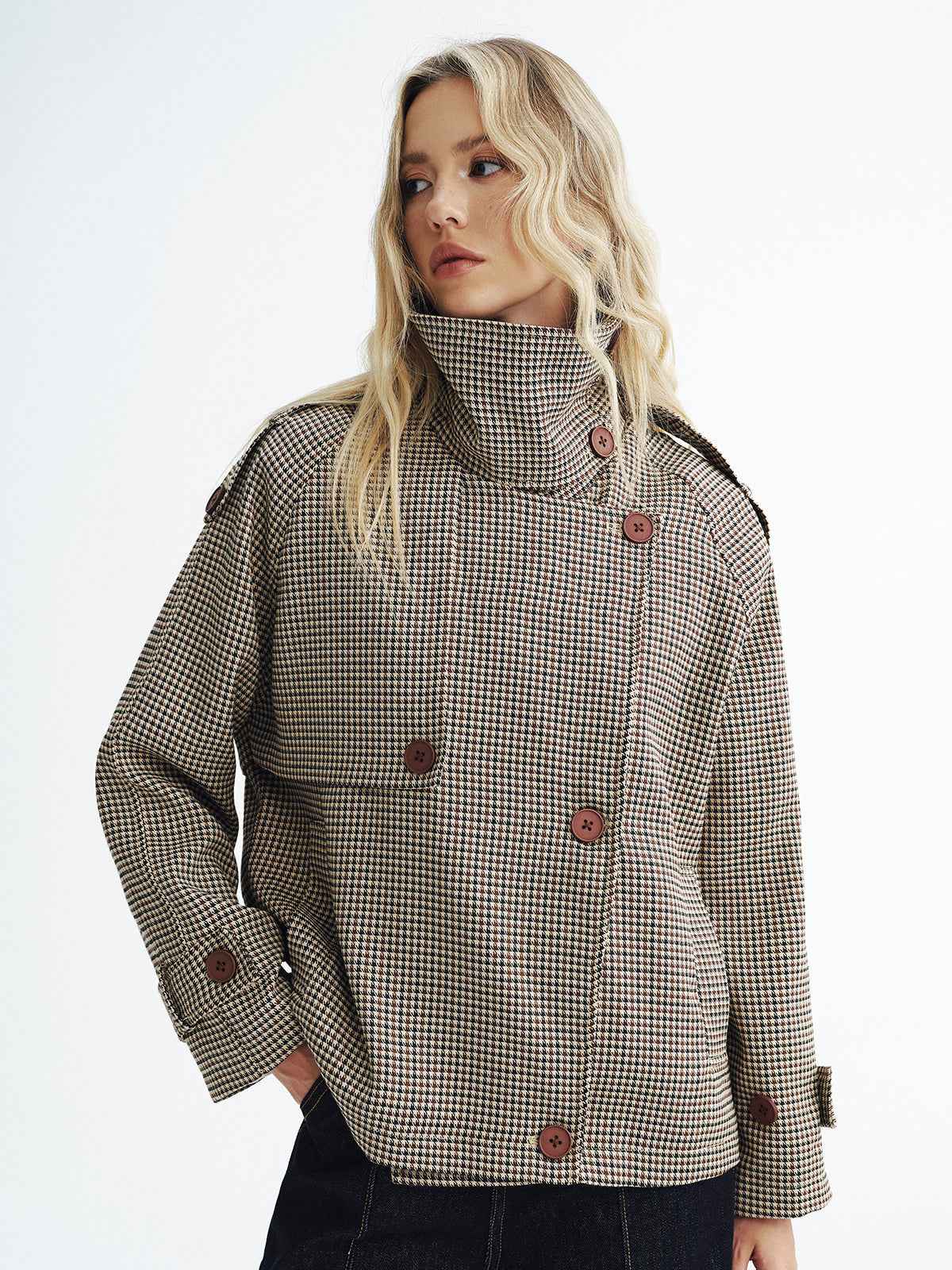 Henley | Women's Cropped Vintage Plaid Double-Breasted Coat