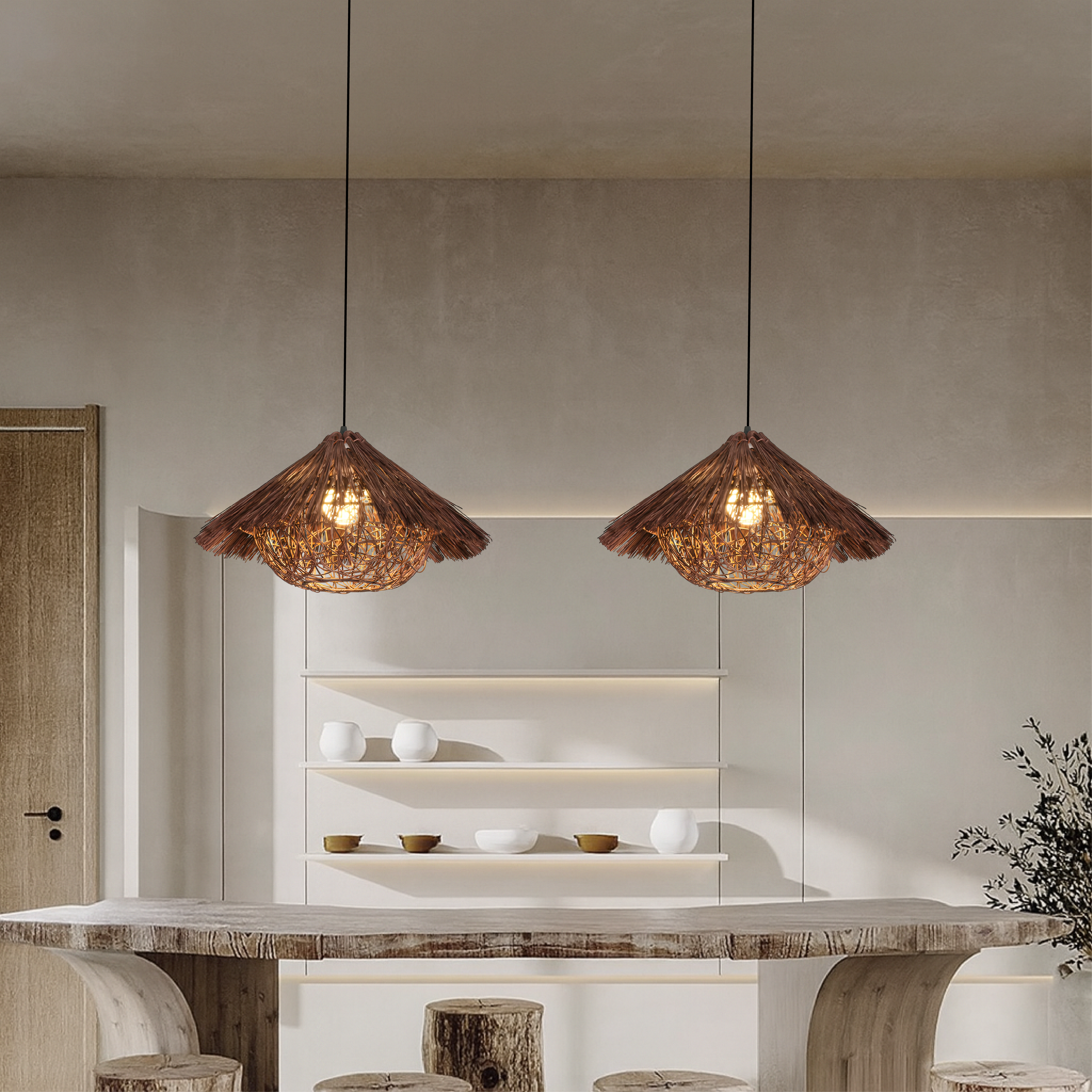 Korin | Vintage Rattan Bamboo Pendant Lamp 1