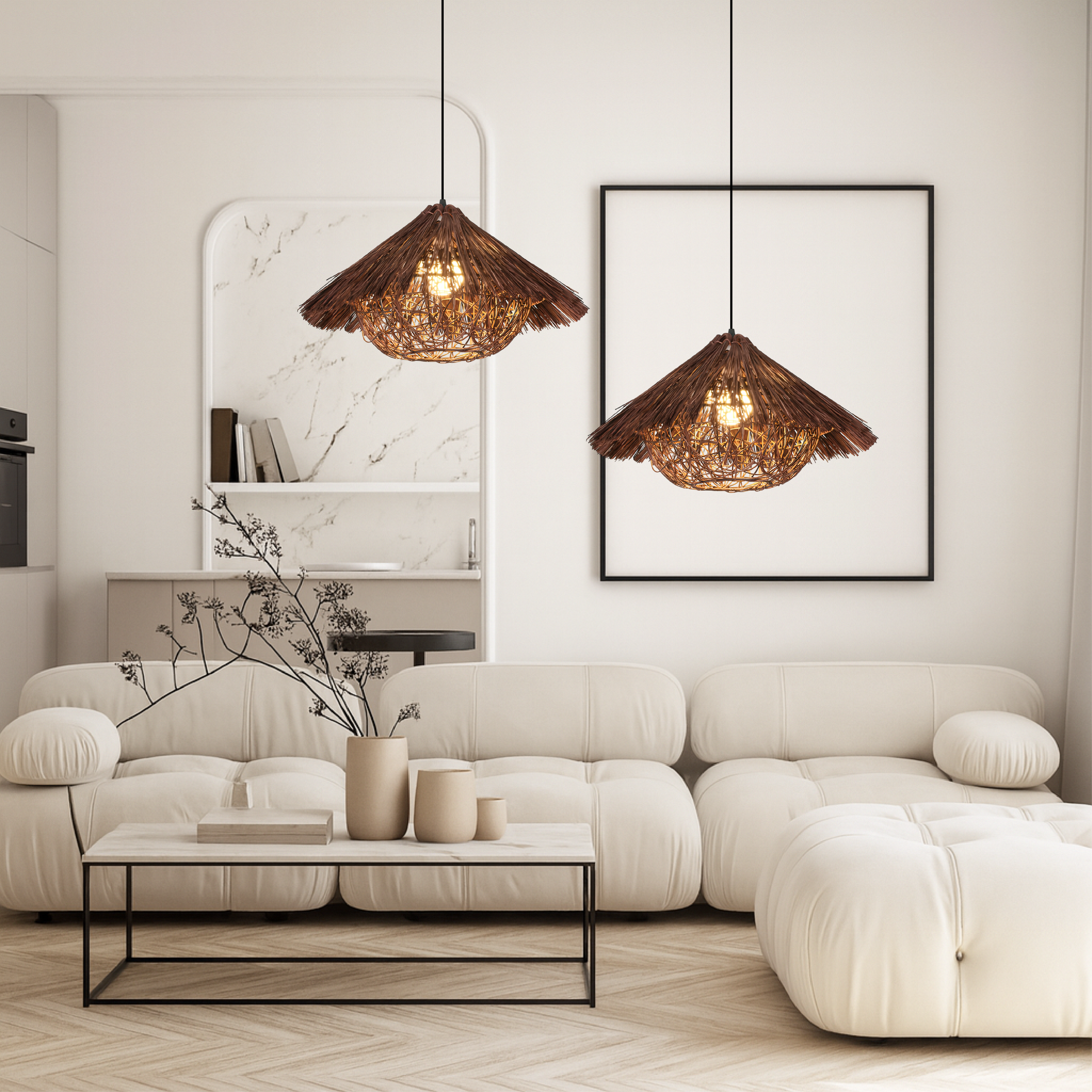 Korin | Vintage Rattan Bamboo Pendant Lamp 2