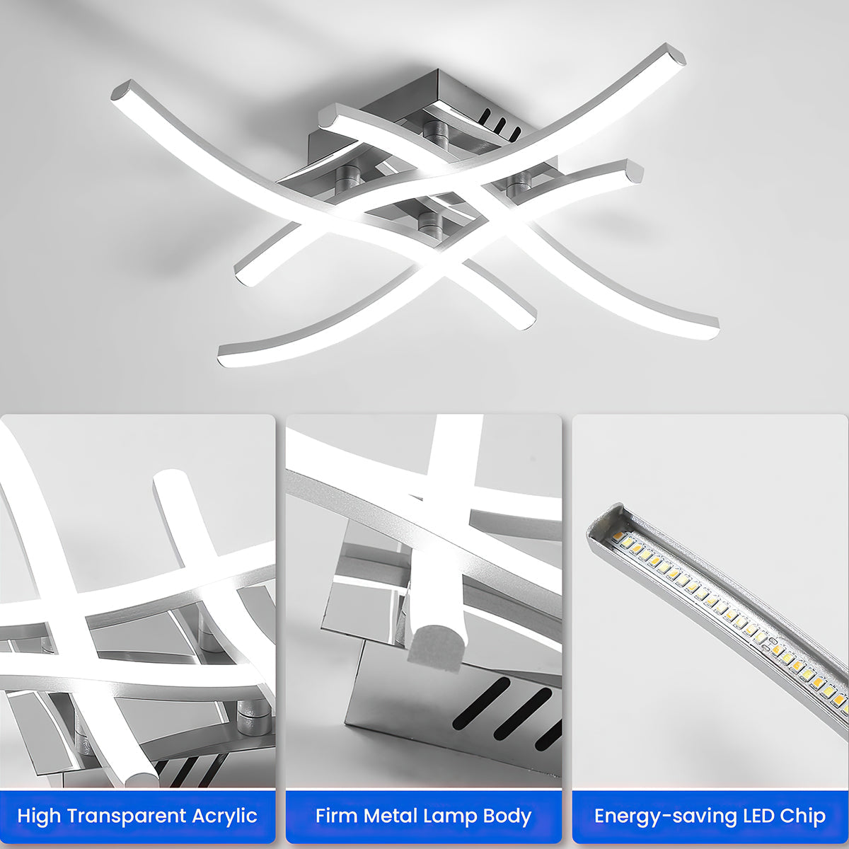 LED Ceiling Light Modern Aluminum Flush Fixture 4