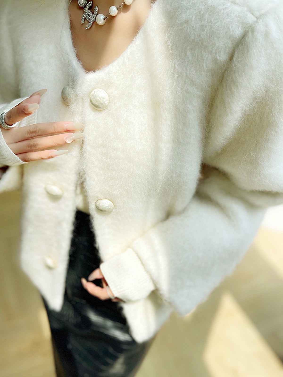 Louise | Women's Short Button-Front Elegant Wool Blend Coat