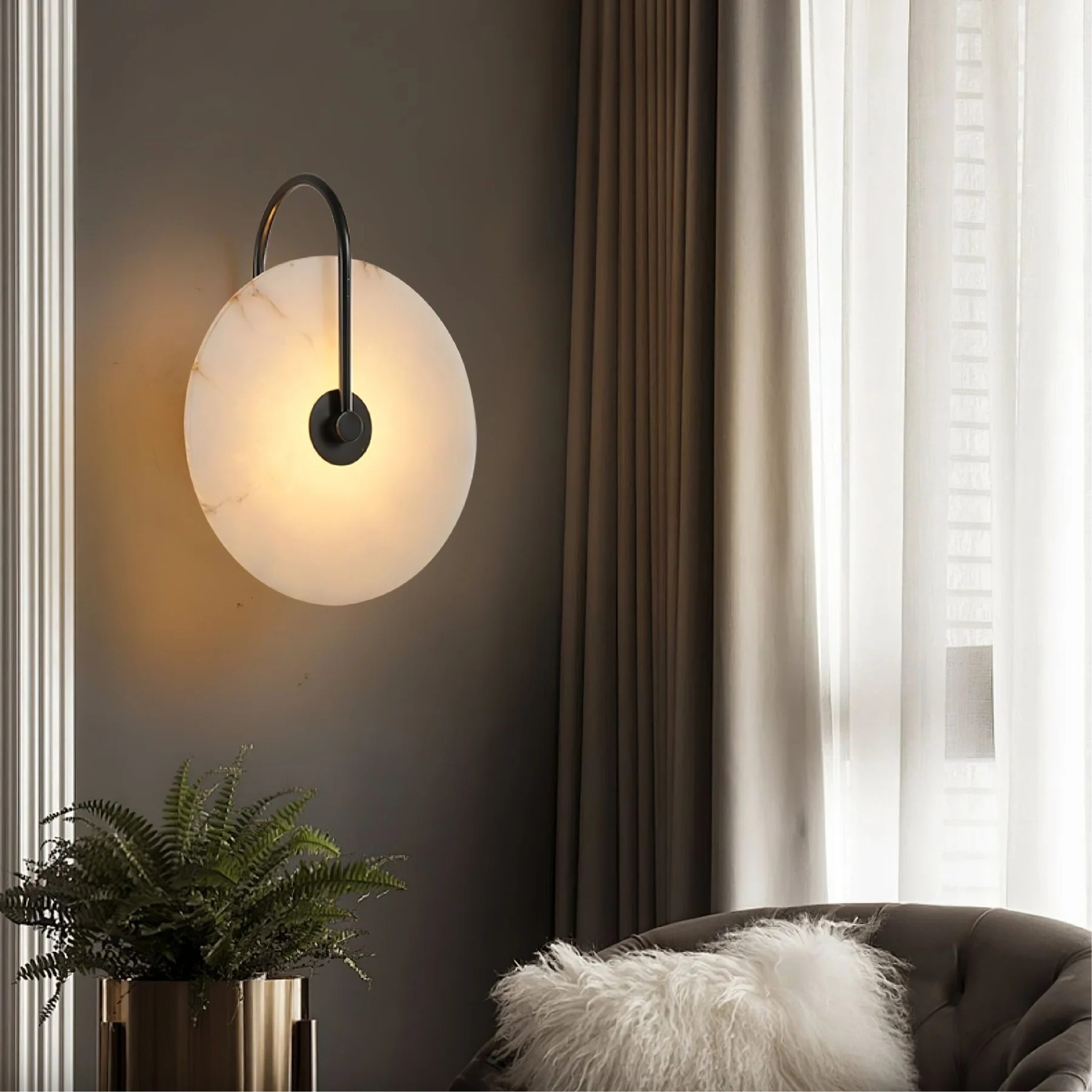 Lumenda | Modern Alab Marble LED Wall Lamp for Minimalist Elegance 3