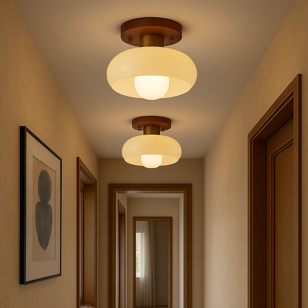 Lystra | Classic Wooden Cream Ceiling Lamp 2