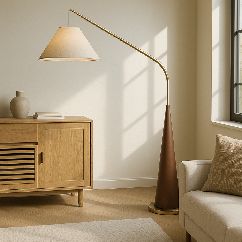Lytor | Vintage Wooden Arc Floor Lamp for Modern Interiors
