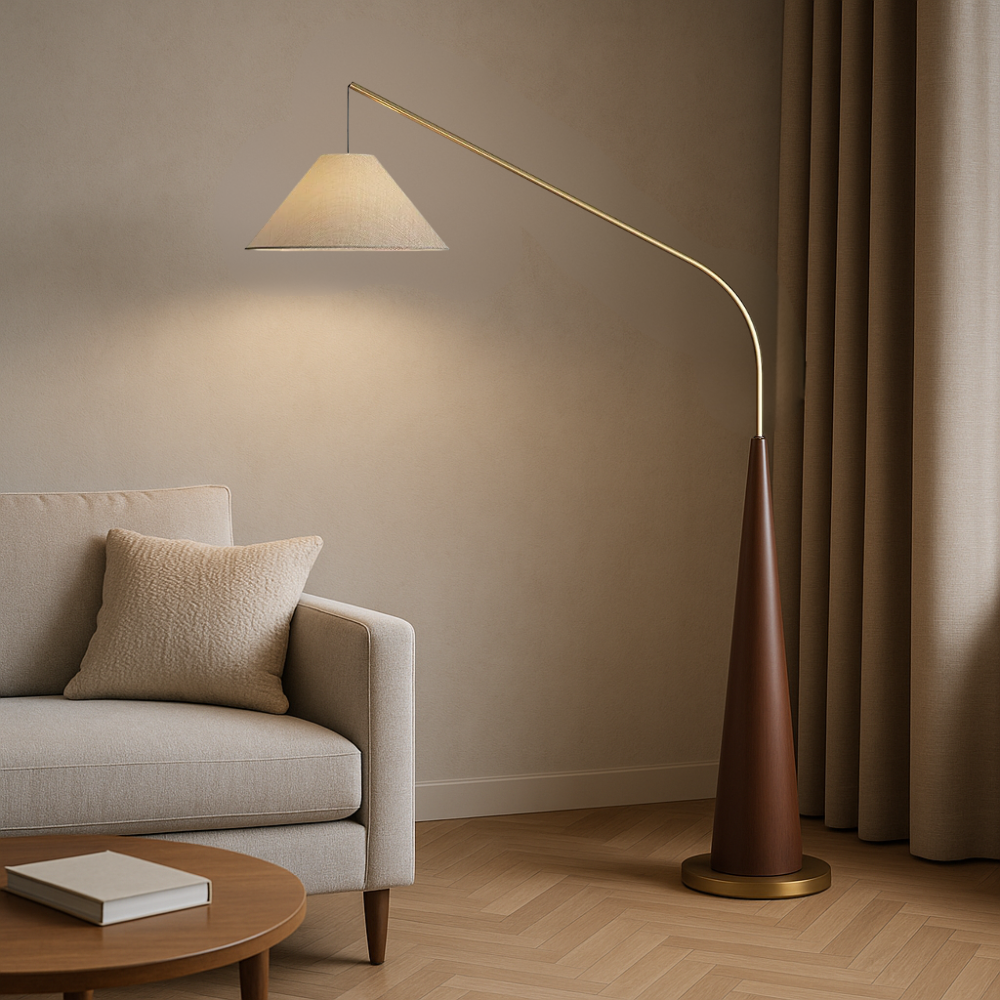 Lytor | Vintage Wooden Arc Floor Lamp for Modern Interiors