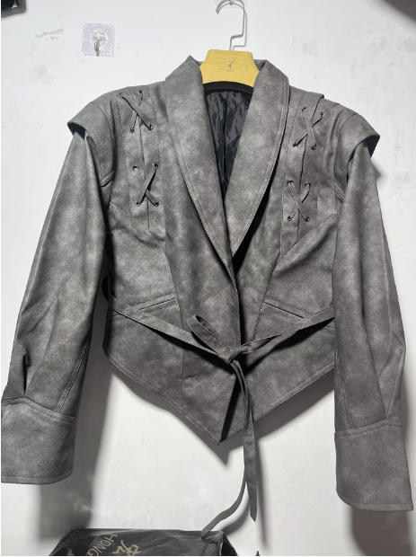 Madonna | Women's Leather Winter Jacket with Tie Belt 5