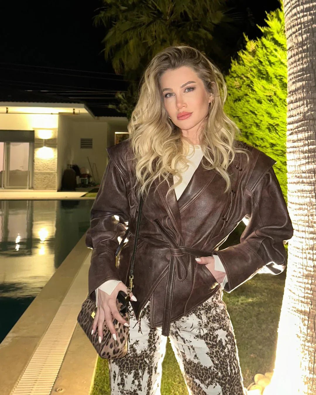 Madonna | Women's Leather Winter Jacket with Tie Belt 7