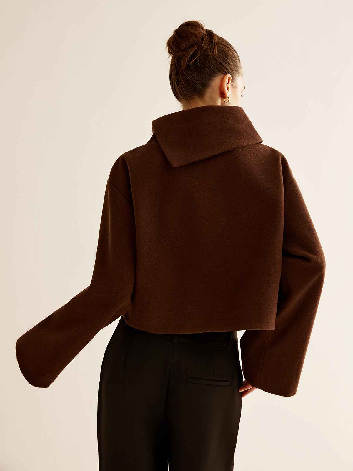 Mariam | Women’s Chic Plain Turtleneck Tweed Top