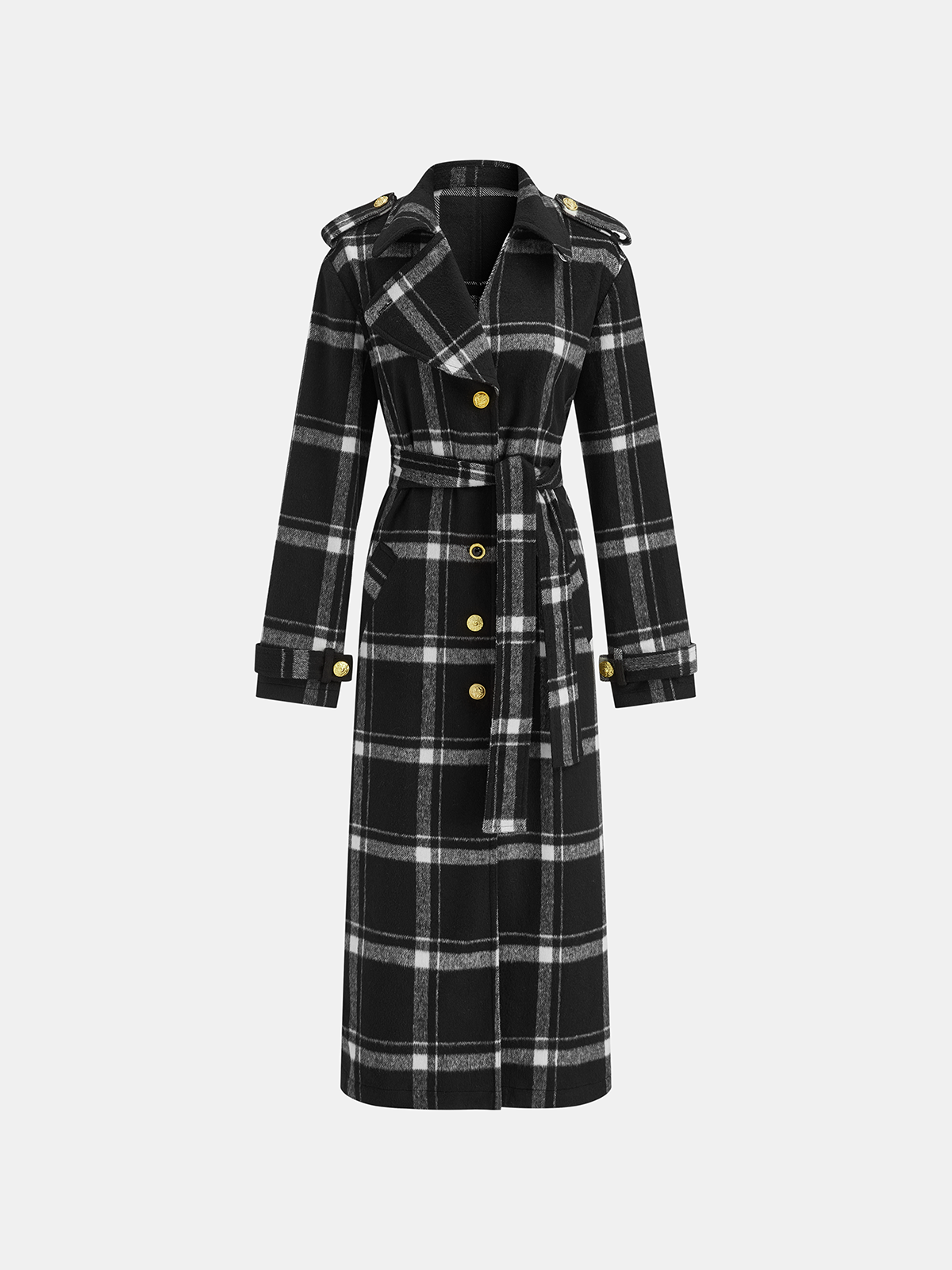 Mazie | Plaid Belted Wool Blend Trench Coat 7