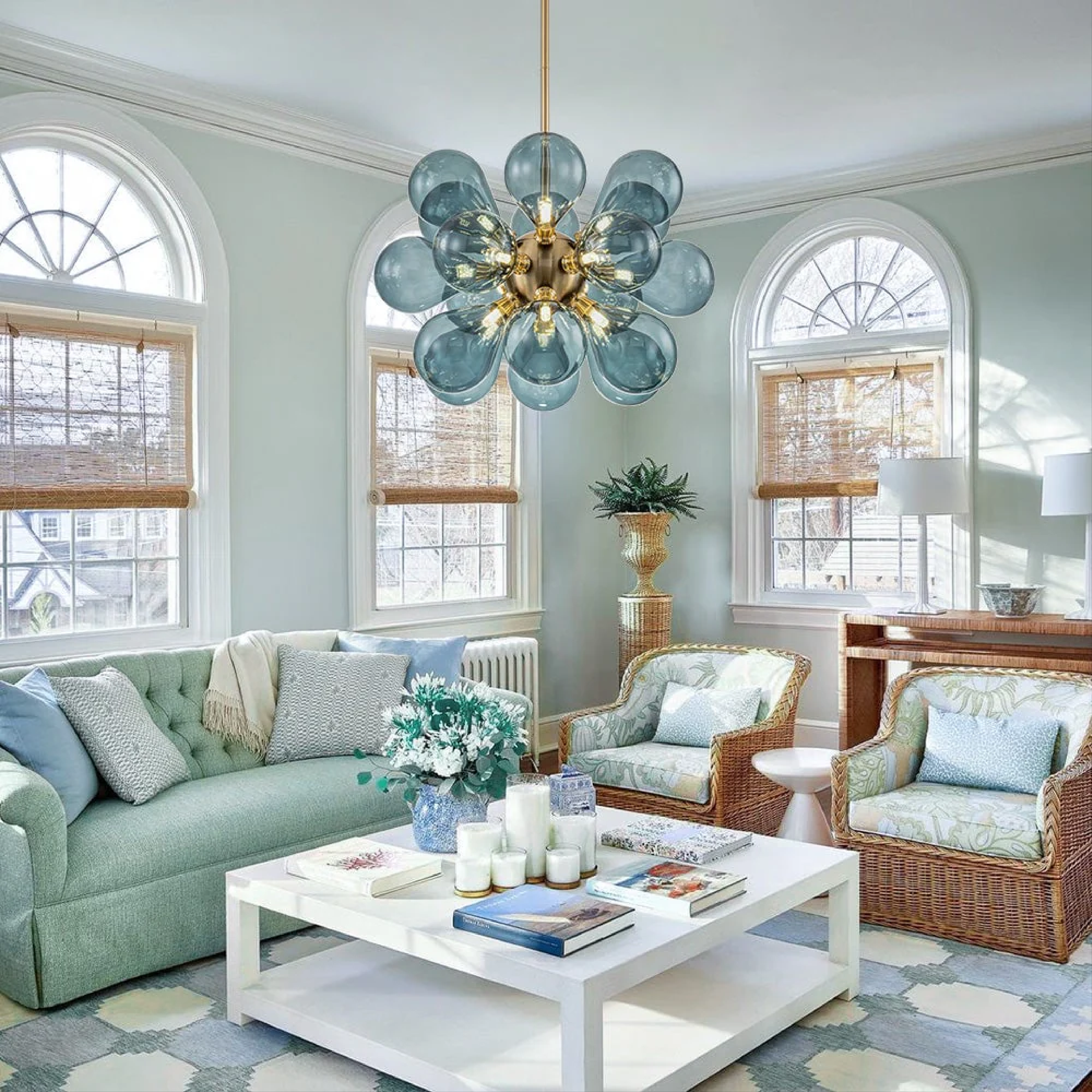 Nomis | Elegant Blue Glass Cluster Chandelier 2