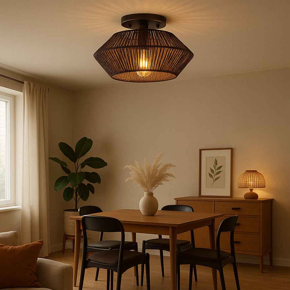 Novion | Vintage Bamboo Woven Ceiling Lamp with Modern Touch