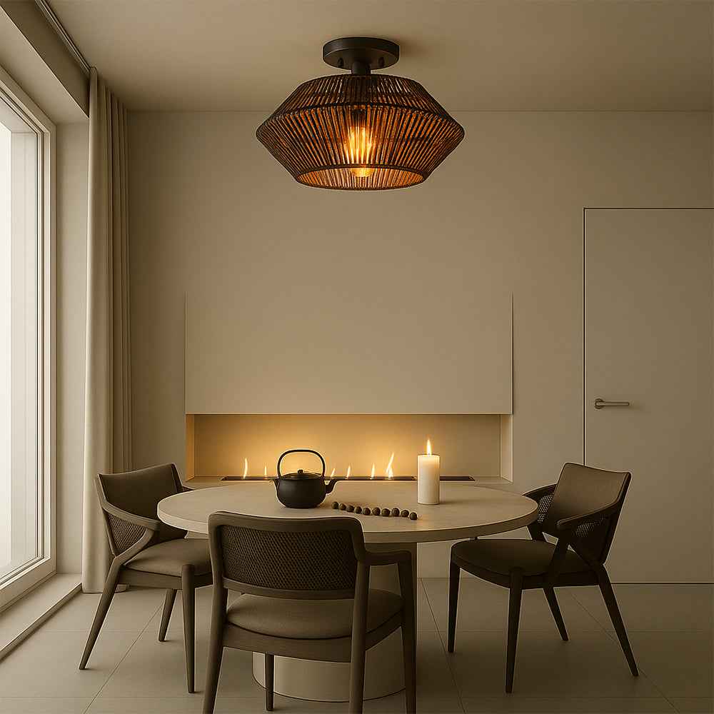 Novion | Vintage Bamboo Woven Ceiling Lamp with Modern Touch