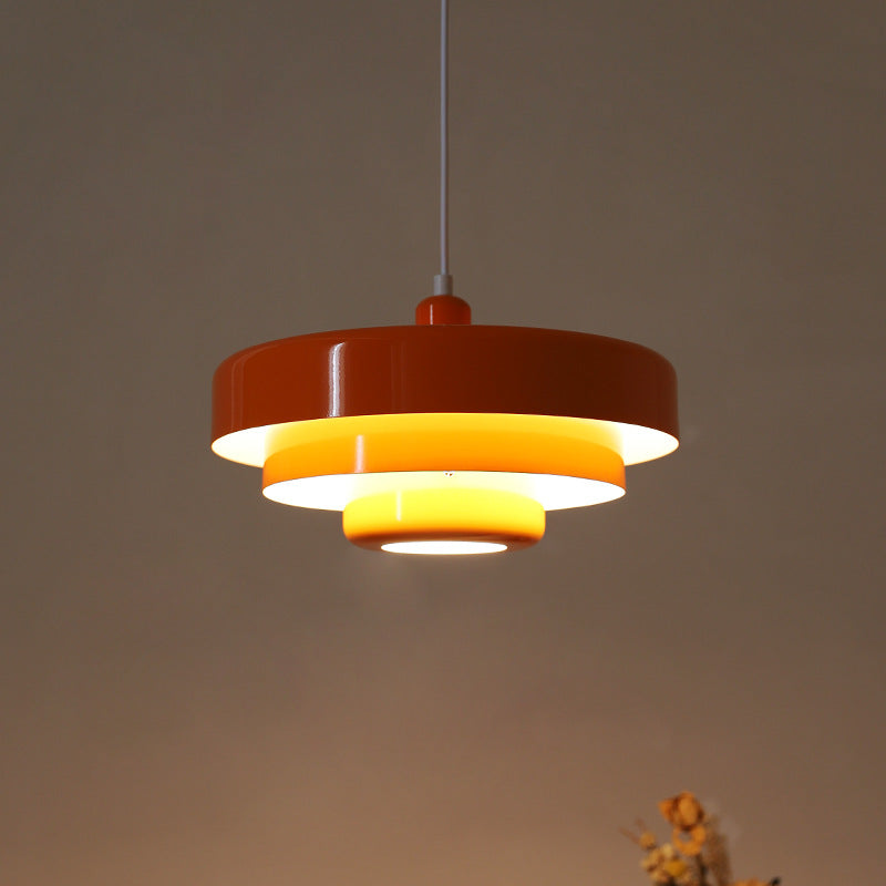 Pendant Light Mid-Century Orange Metal Fixture 3