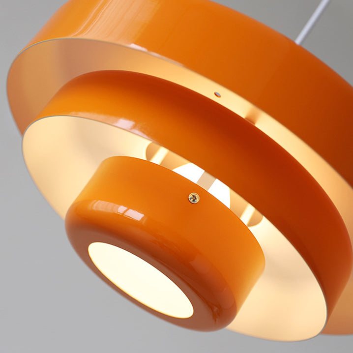 Pendant Light Mid-Century Orange Metal Fixture 6