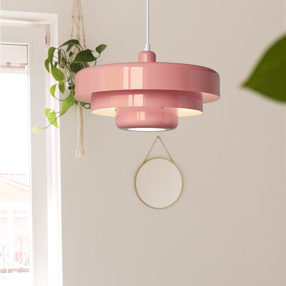 Pendant Light Mid-Century Orange Metal Fixture 8
