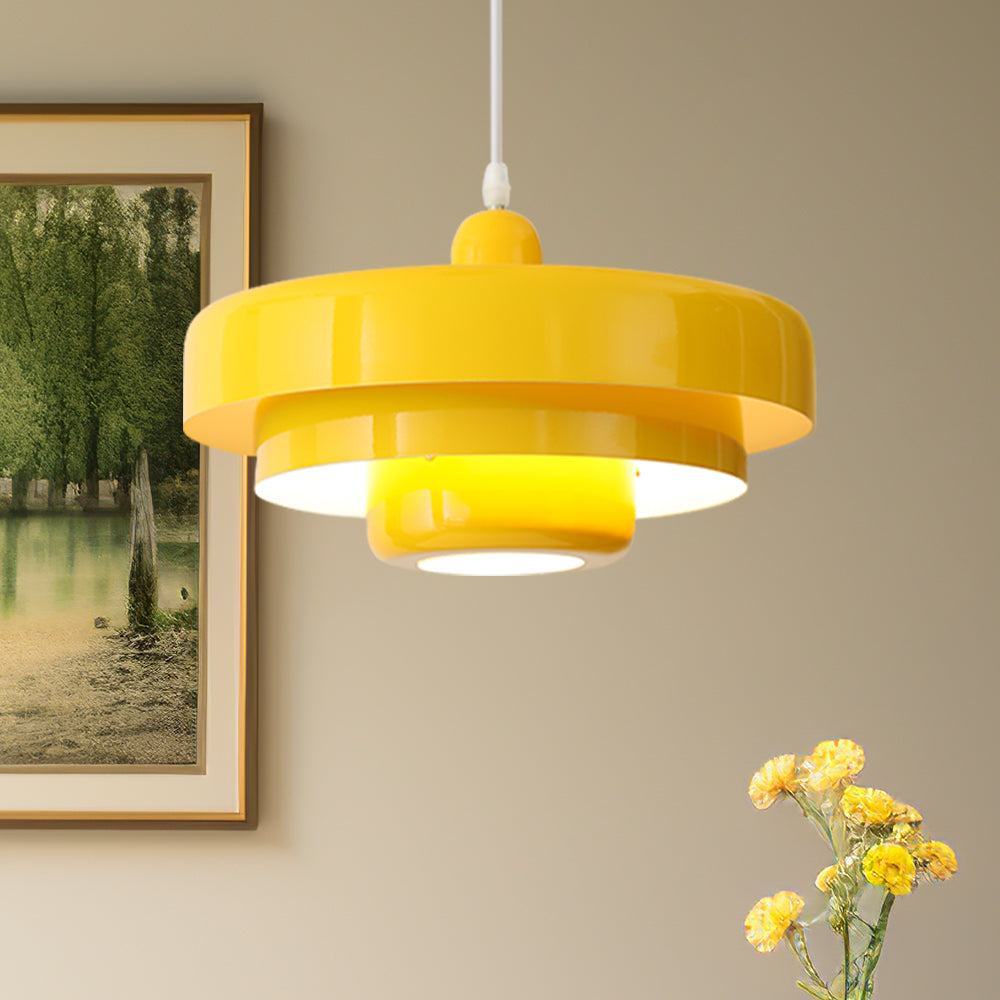 Pendant Light Mid-Century Orange Metal Fixture 9