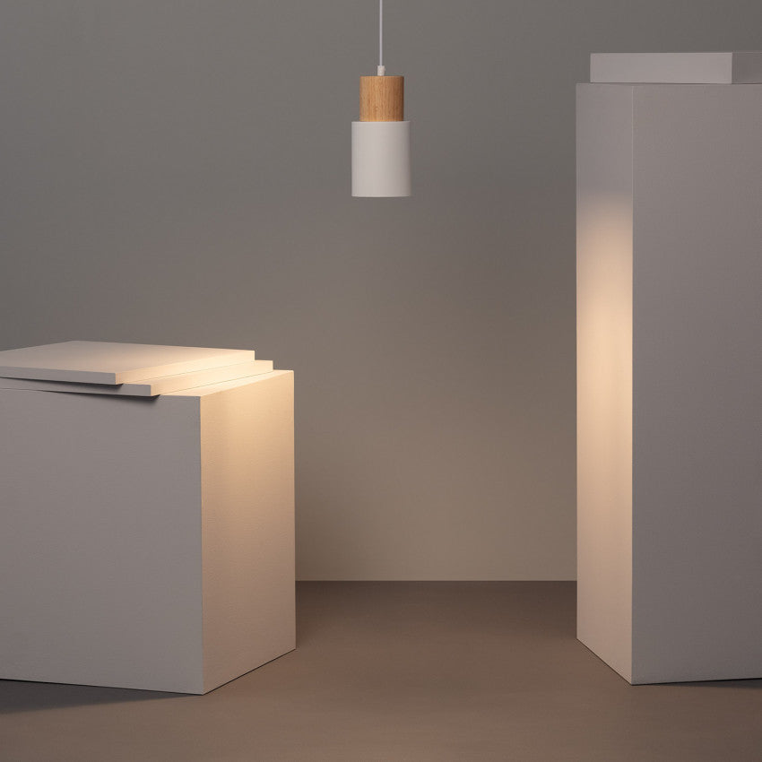 Pendant Light Modern Wood Black Cylinder Fixture 8