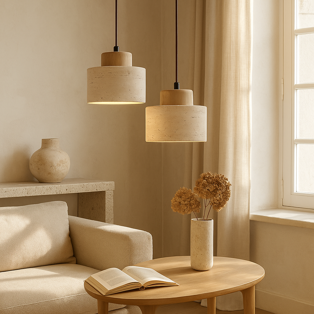 Pendrel | Elegant Travertine Inspired Stone Pendant Lamp 2