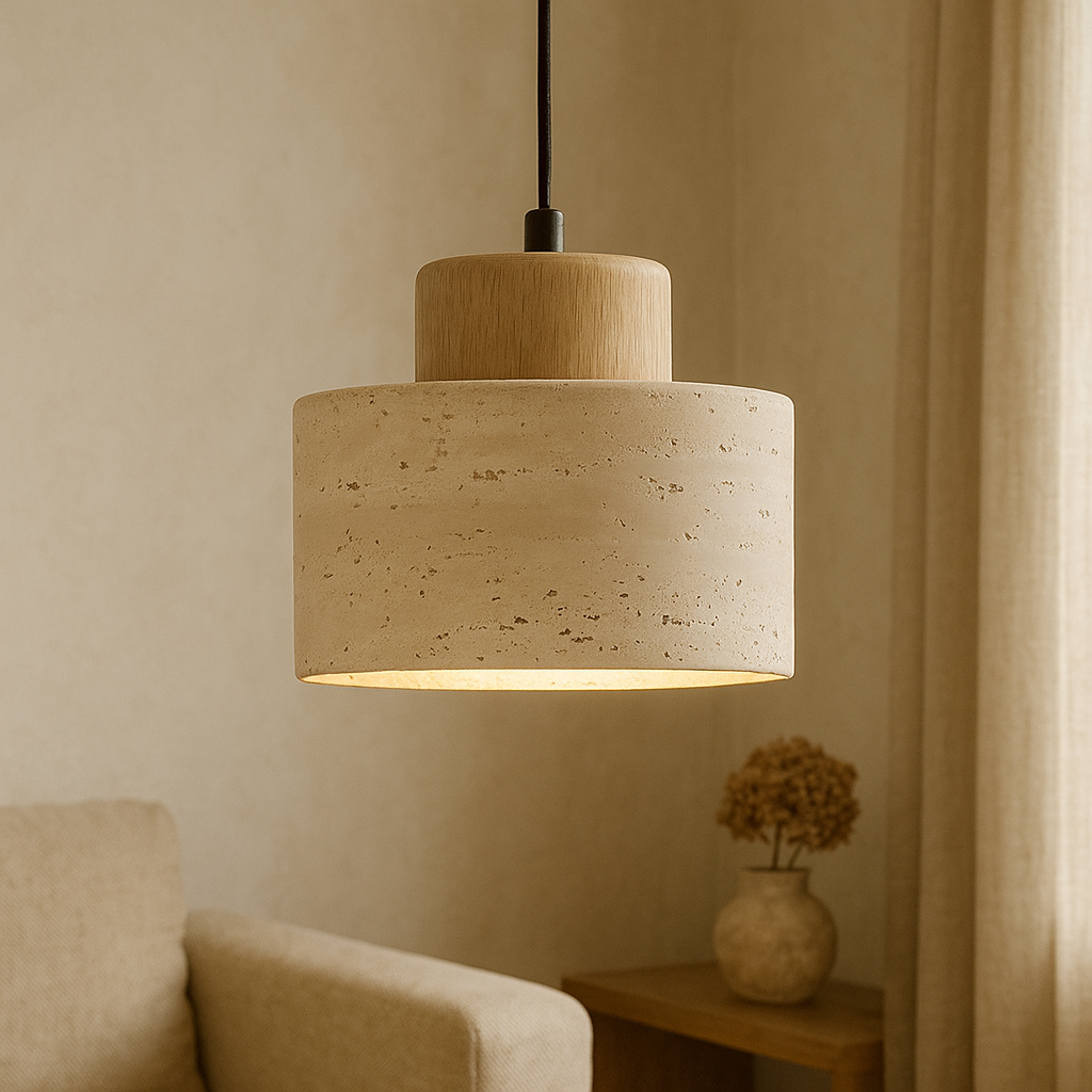 Pendrel | Elegant Travertine Inspired Stone Pendant Lamp 3