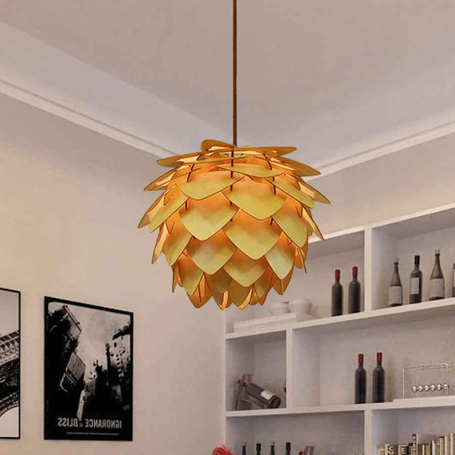 PineGlow | Rustic Wooden Pendant Kitchen Light with Warm Decorative Ambience