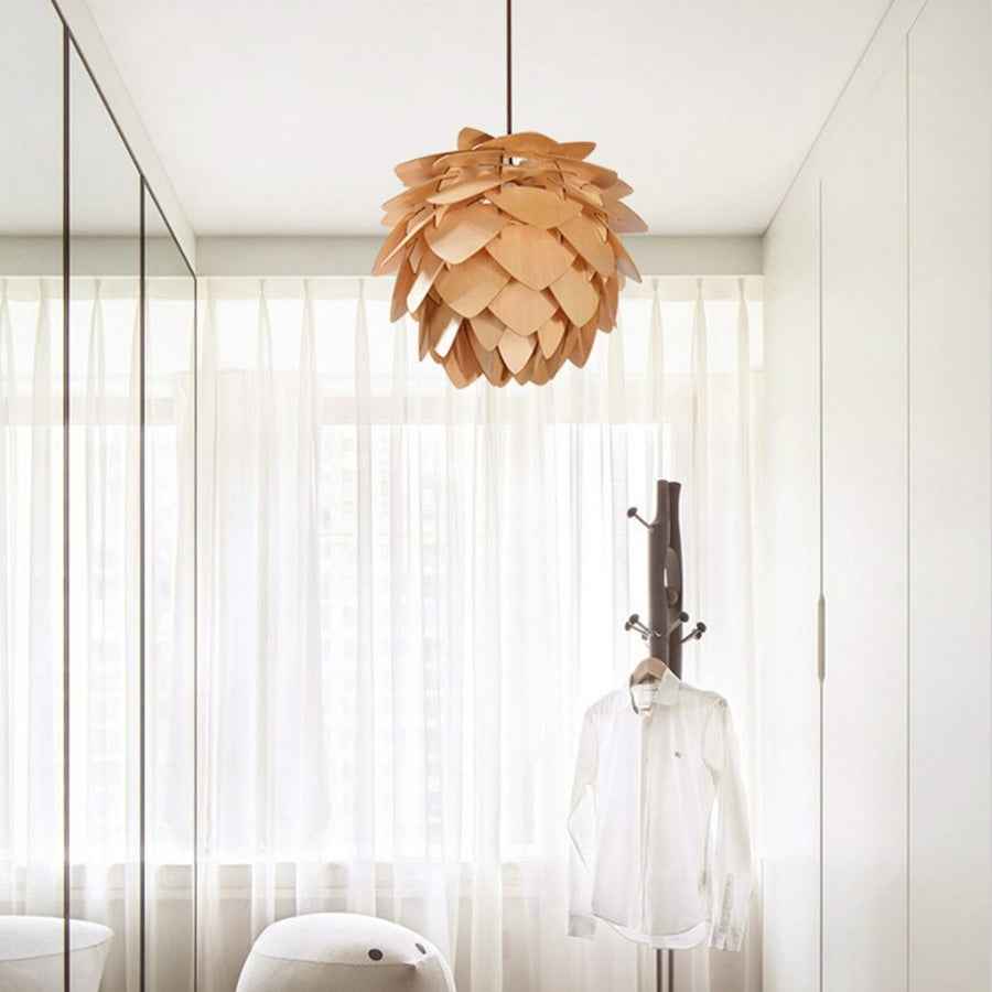 PineGlow | Rustic Wooden Pendant Kitchen Light with Warm Decorative Ambience