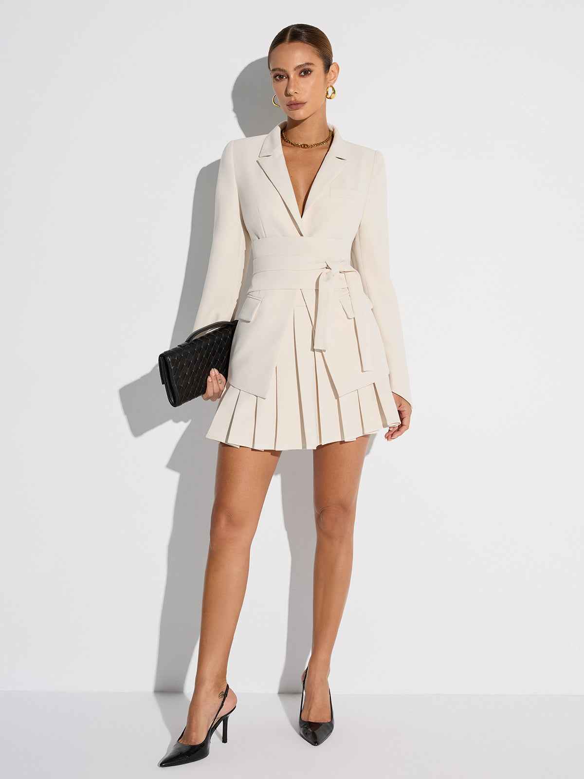 Reese | Women's Cinched Waist Tailored Double-Breasted Blazer