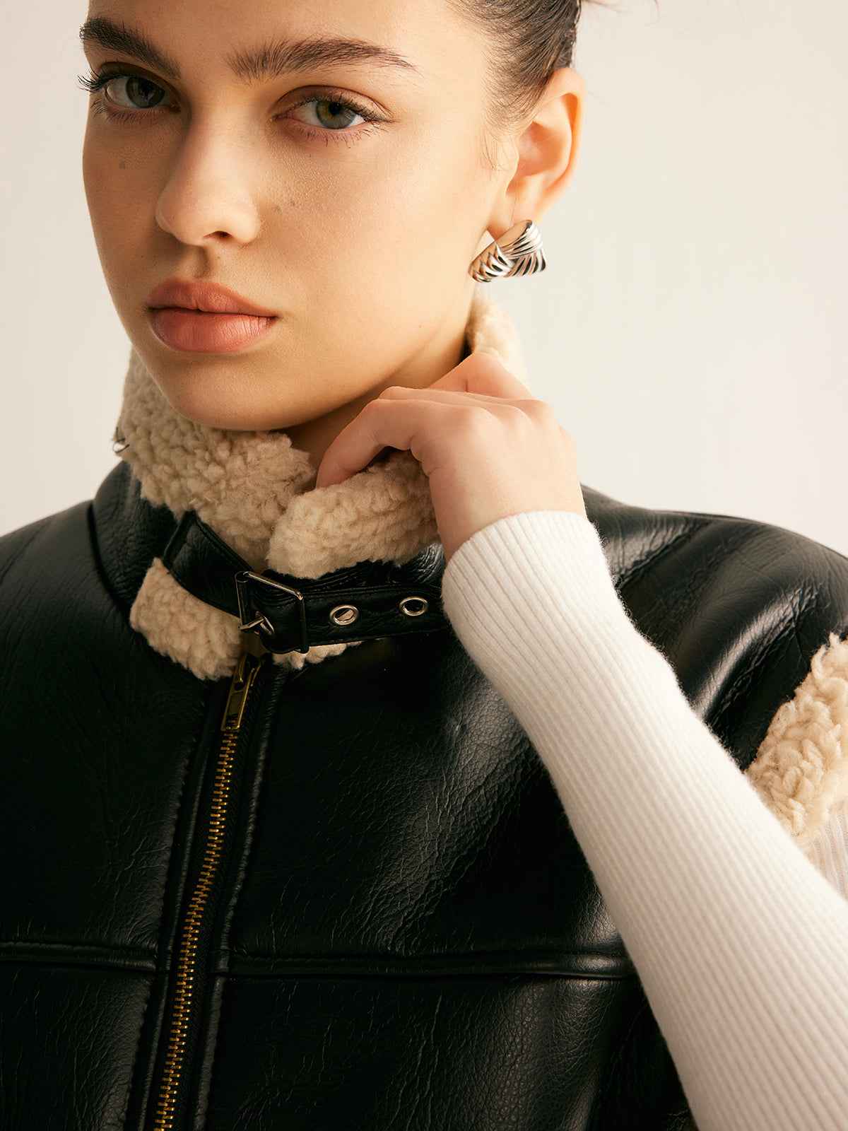 Rylie | Women’s Cozy Teddy Lined PU Leather Vest