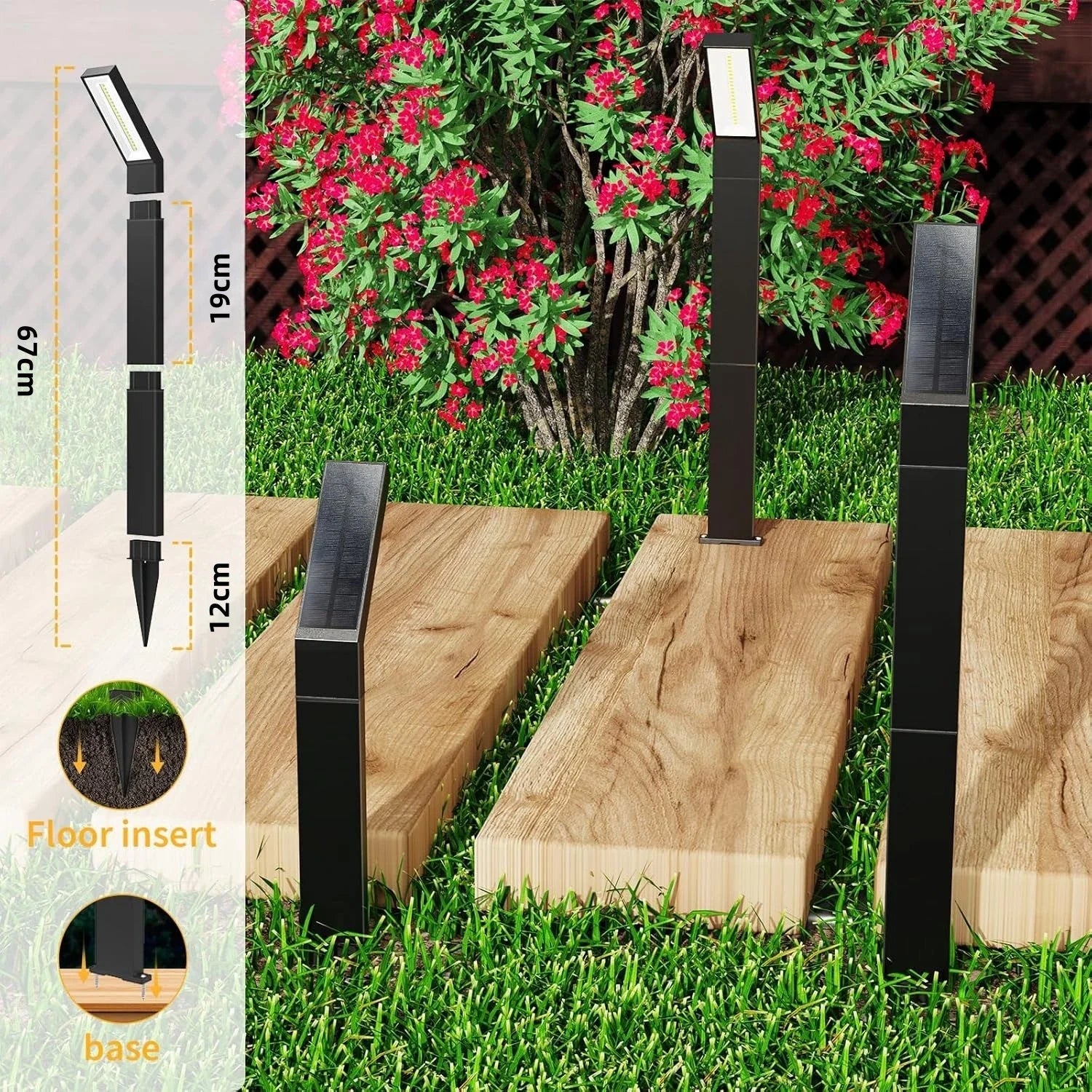 Solar Pathway Lights - 3-in-1 Adjustable Solar Garden Lights, IP65 Waterproof Outdoor Landscape Lighting 3