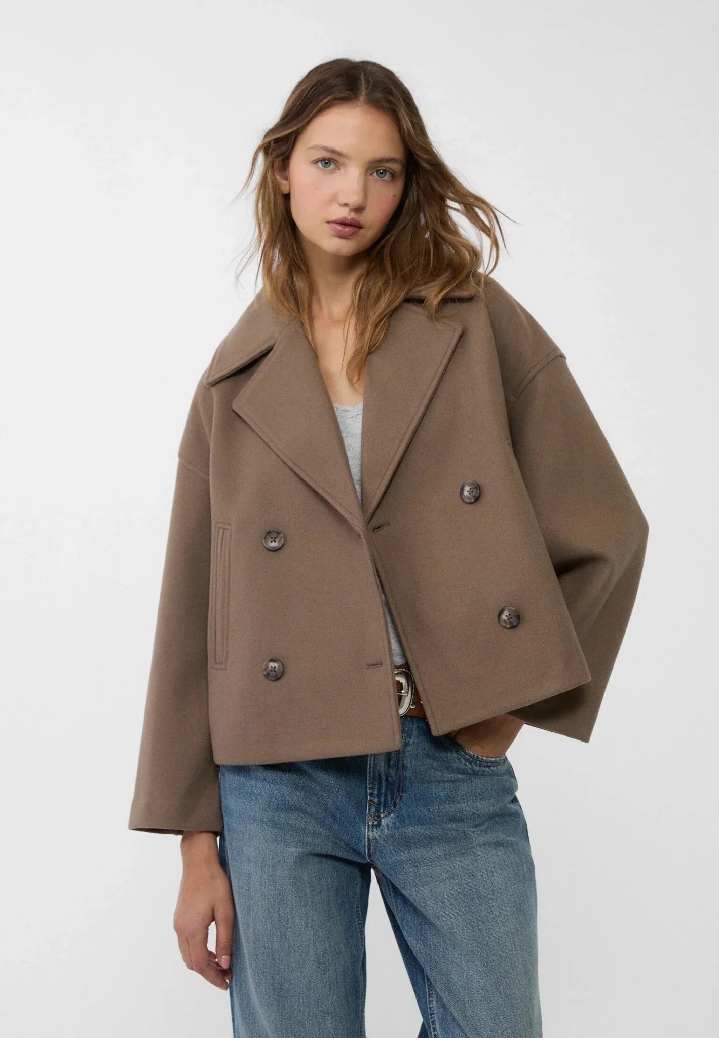 Ava | Stylish Oversized Women's Jacket, Chic Cropped Wool-Look Coat 4