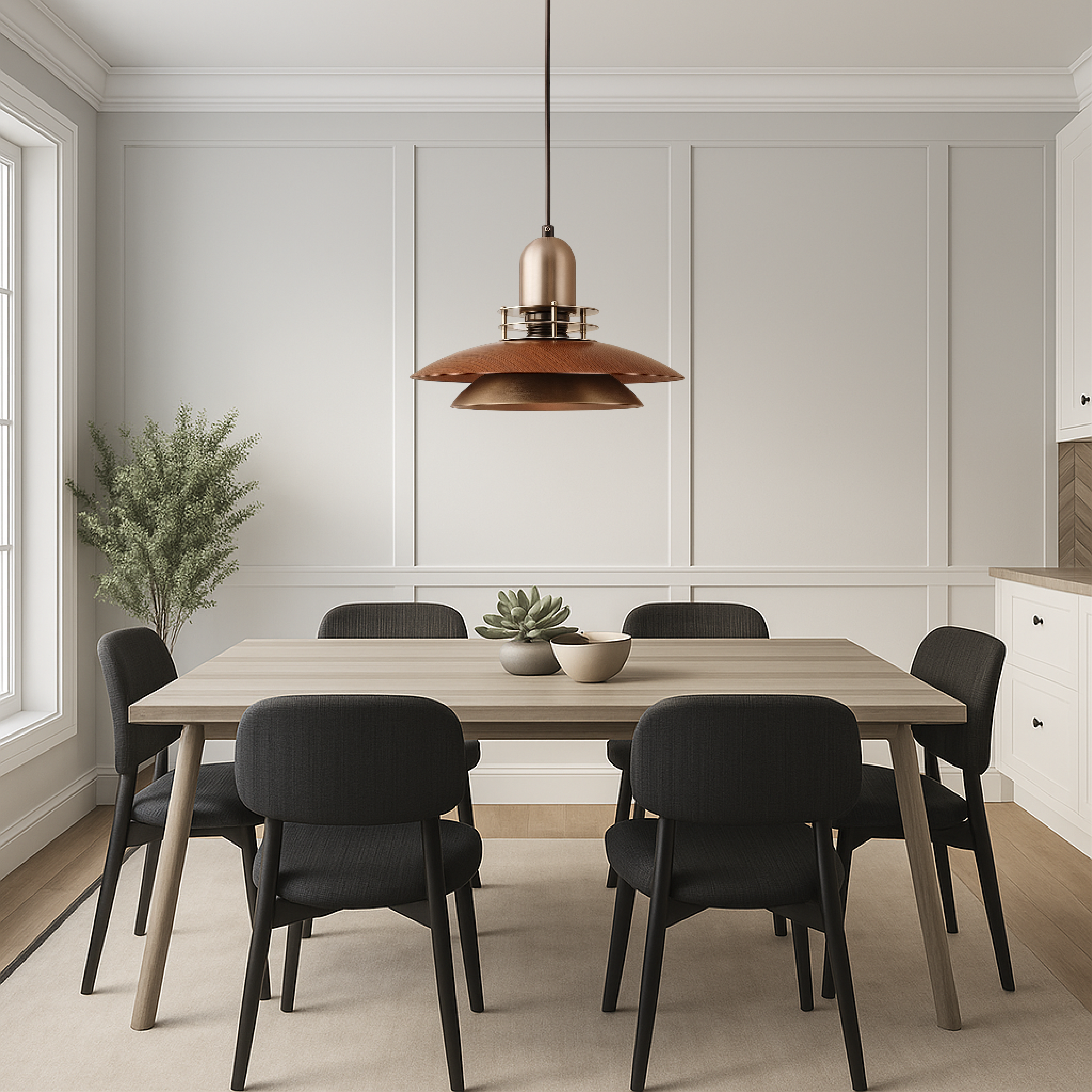 Tenora | Walnut Wood Low Pendant Lamp 1