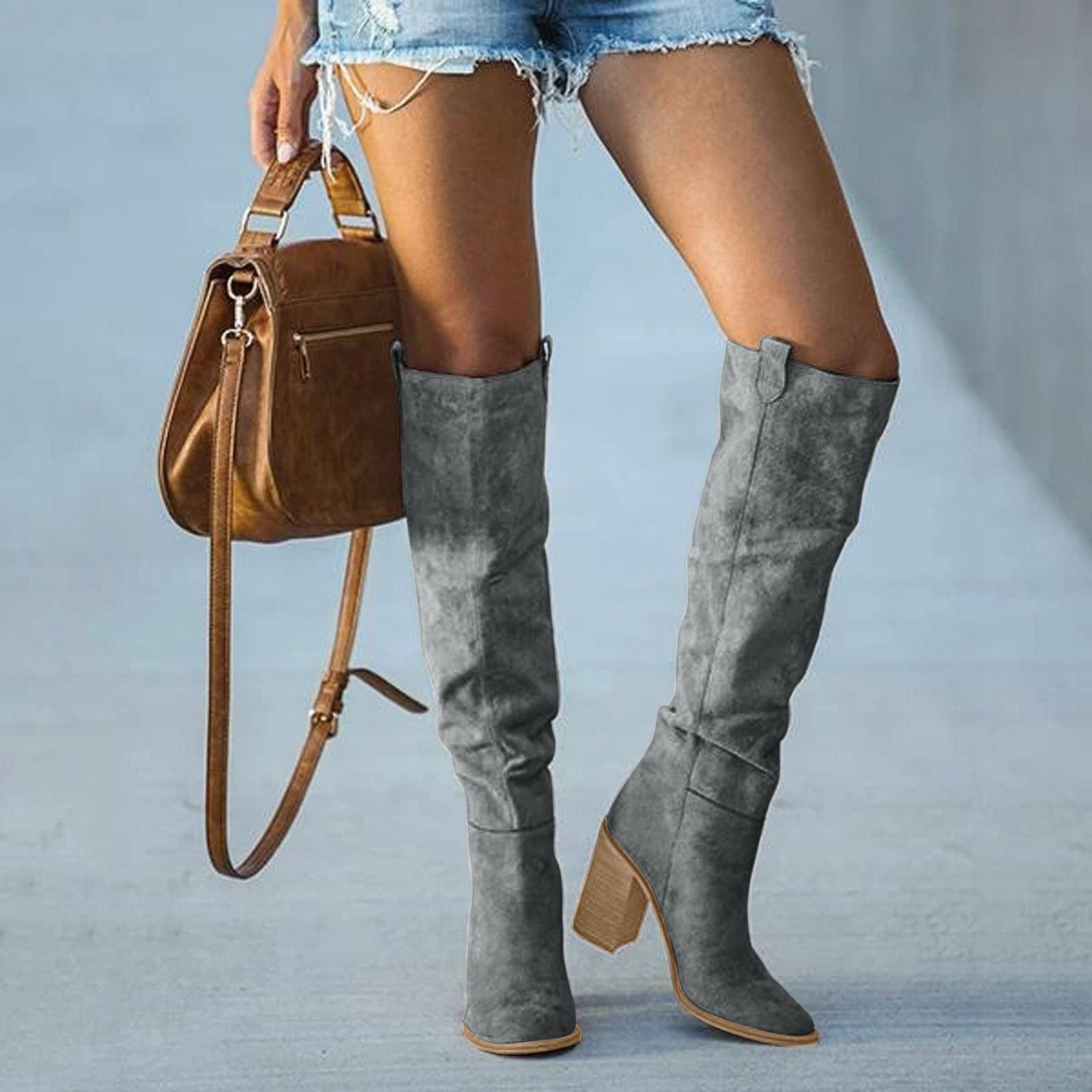 Sophie | Urban Chic Gray Block Heel Women's Boots 1
