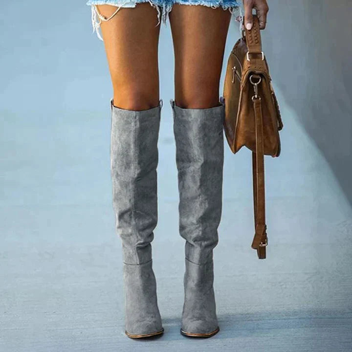 Sophie | Urban Chic Gray Block Heel Women's Boots 3